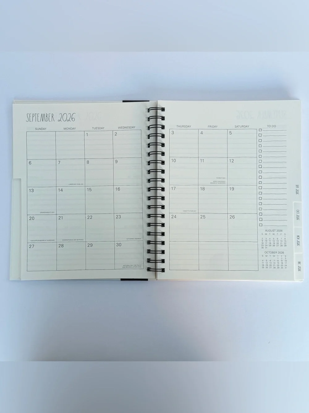 Rae Dunn 2027 Hard Cover Planner 17-month TWENTY TWENTY-SEVEN (Black/Ivory)